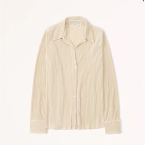 Abercrombie Long-Sleeve Textured Satin Button-Up Shirt